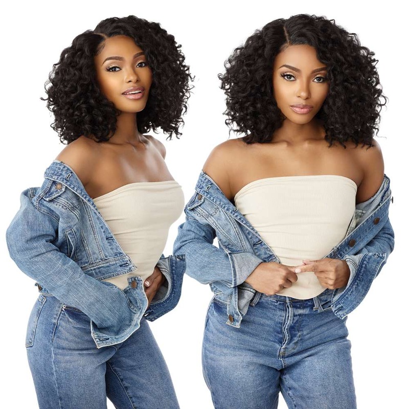 Sensationnel Kinky Edges Textured Lace Wig – Y-Part Kinky Ringlet Curl 14″ 1 JET BLACK