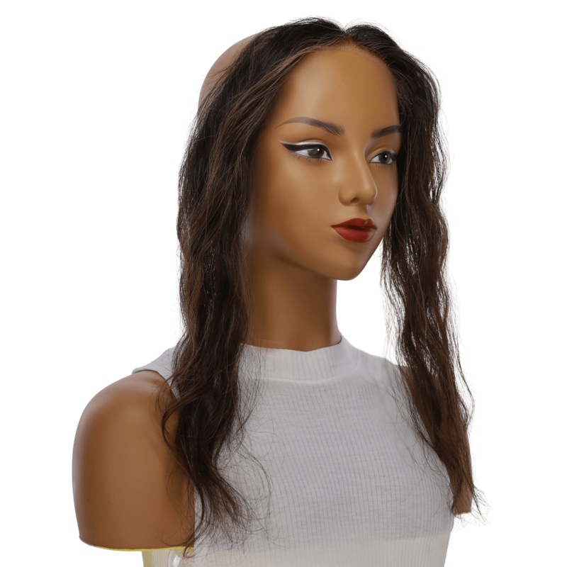 12″ Hairline Topper #Soft Black w/ Highlights Wavy 3 cm