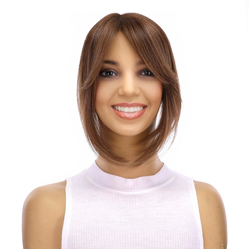 9″ Fringe Topper Medium Brown Balayage