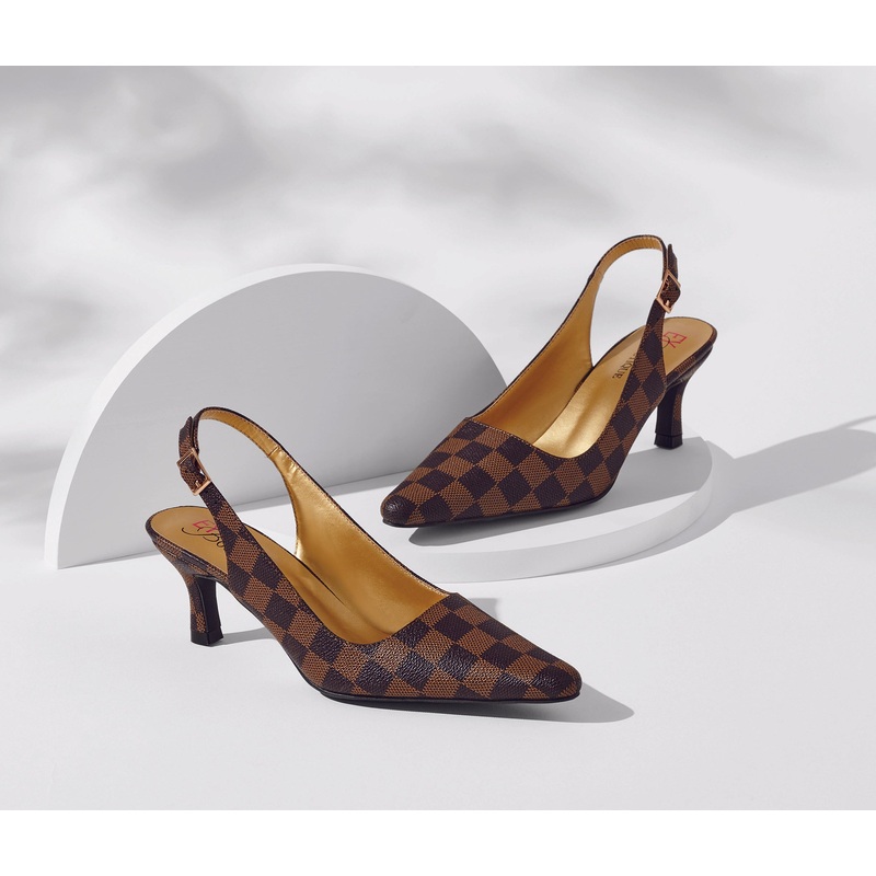 A-List Slingback Heels by EY Boutique BROWN MULTI 10M