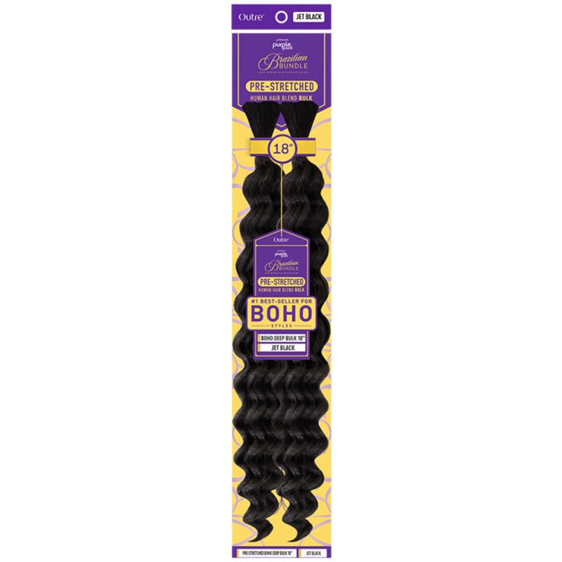 Outre Purple Pack Brazilian Bundle 100% Human Hair Blend Pre-Stretched Braid – BOHO DEEP BULK 18″ 130S