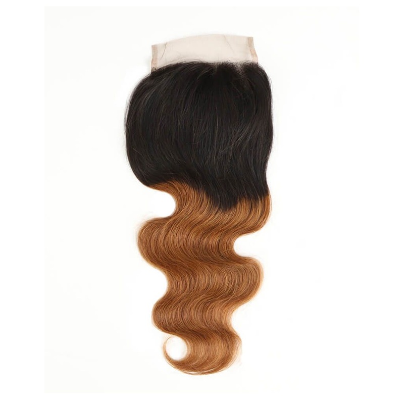 QVR Remy Human Hair 4×4 Closure Body T1B/30 12″