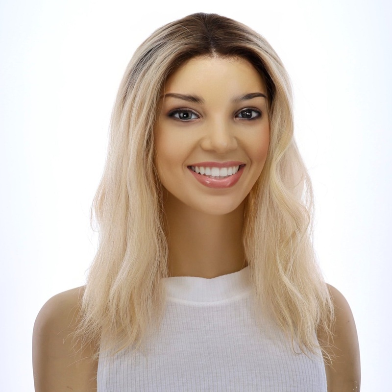 16″ Divine Lace Top Topper Beige Blonde Wavy Zig Zag Lace Front
