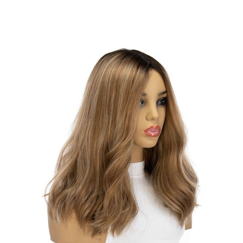 19″ Nicole Silk Top Wig Medium Blonde w/ Rooting