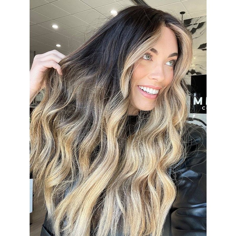 26″ Ponytail Silk Top Wig Soft Black w/ Balayage