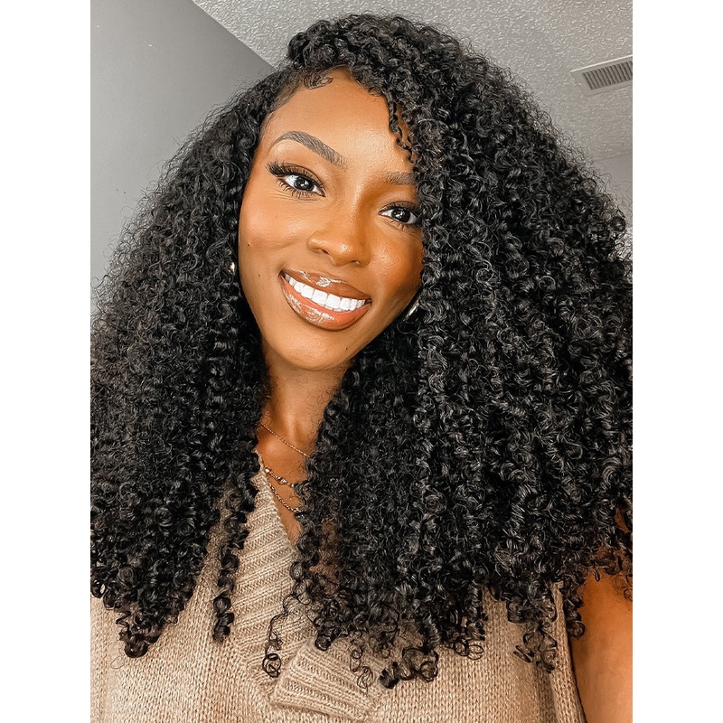 CurlyMe Kinky Curly U part Wig Affordable 180% Density Full Human Hair Wigs Glueless No Lace 8 180%