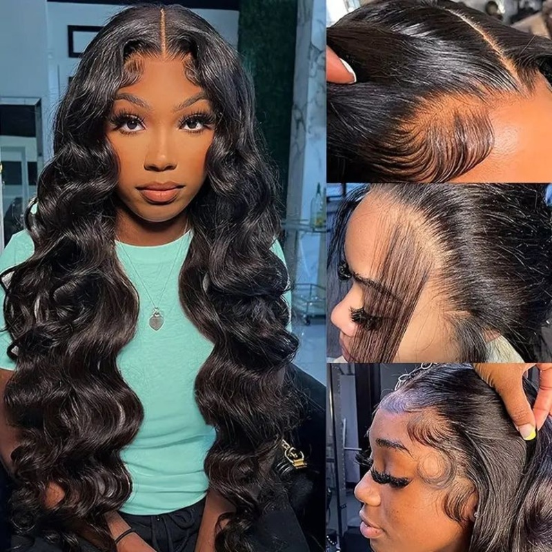 QVR Body Wave Wigs Virgin Hair Wavy Wigs Pre Plucked With Baby Hair 13×6 Lace Glueless Wig 250% Density 4×4 HD Lace 10
