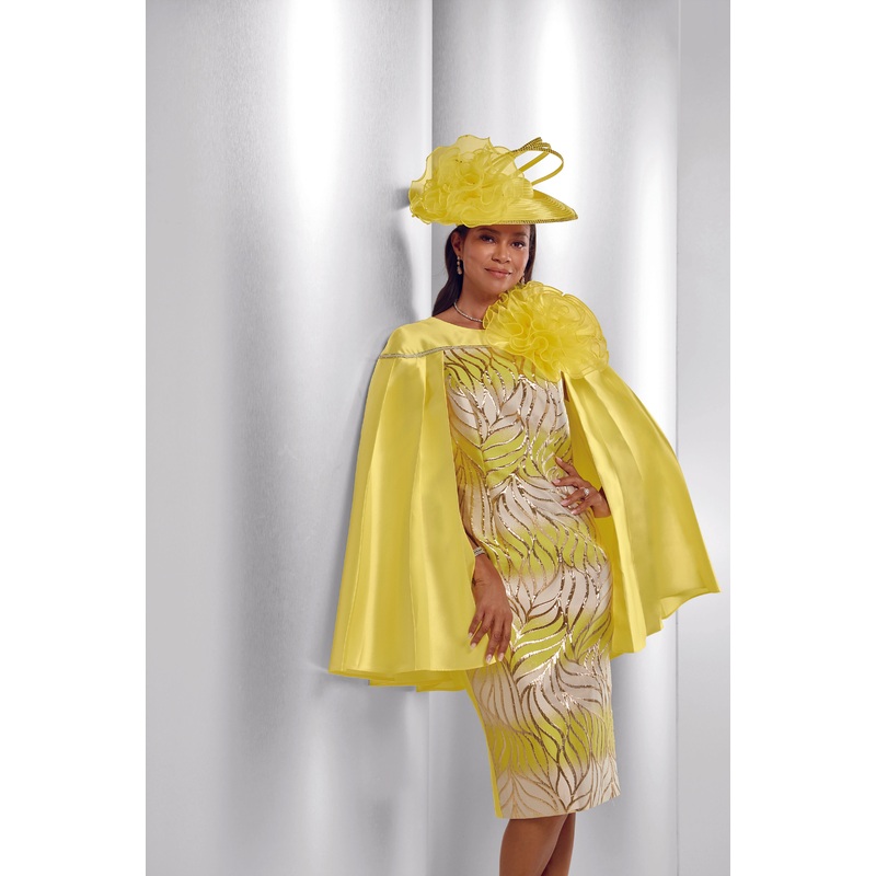 Sweep of Leaves Cape Dress by EY Boutique YELLOW 14