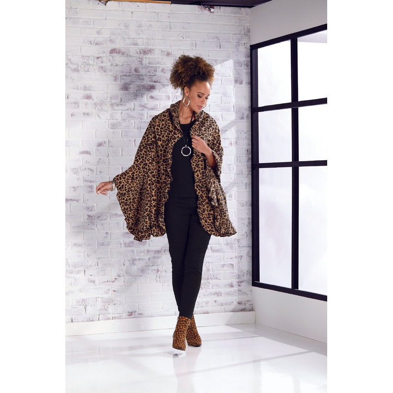 Wrapped in Ruffles Shawl by Studio EY ANIMAL PRINT OS