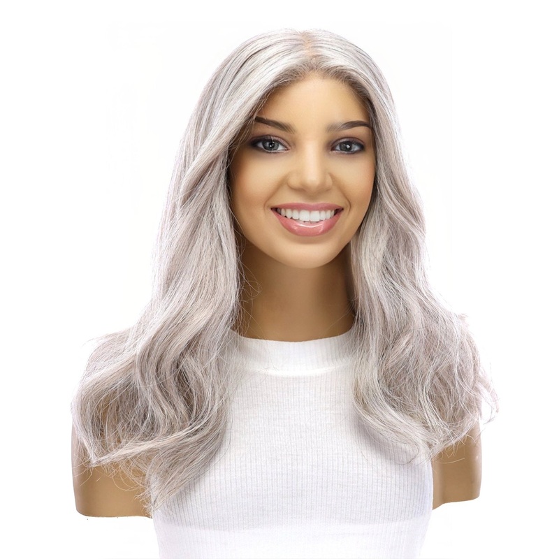 18″ Princess Silk Top Wig Snow Grey Zig Zag Lace Front
