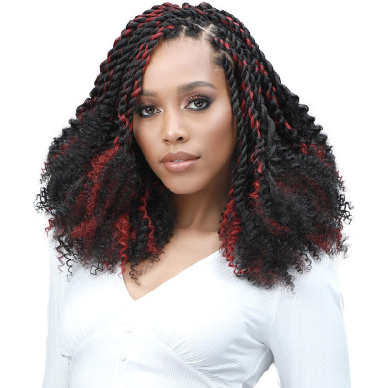 Bobbi Boss King Tips Pre-Feathered Braid – 3X KINKY CURLY TIP 4A 12″ 1B