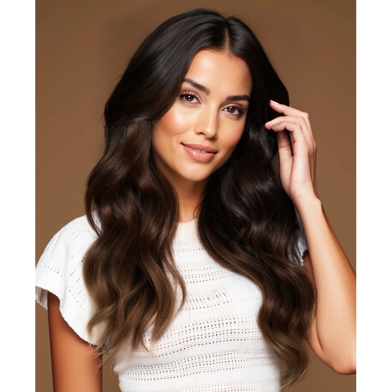 clip-in hair extensions dimensional brown. 14″ Classic