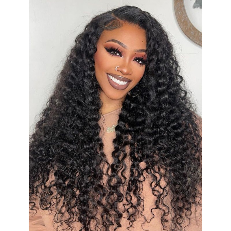 CurlyMe Pre-cut 9×6 Lace M-cap Wear Go Glueless Mini Knots Water Wave Hair HD Lace Front Wig Pre-plucked 10(bob)