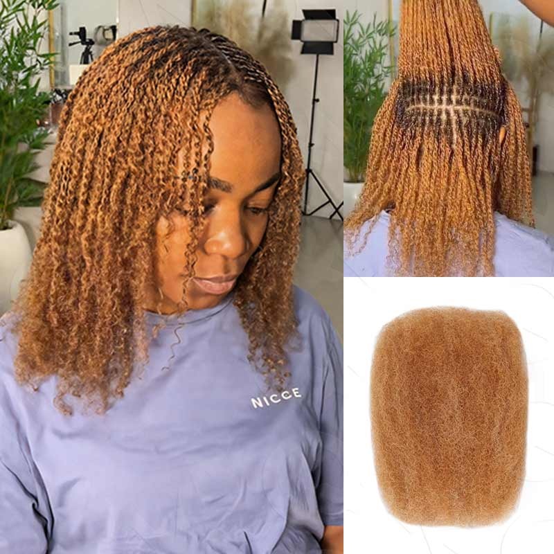 HUGE DEAL|Highlight #27/30 Afro kinky Bulk Human Hair Extensions #Highlight 27/30 3 Packs (Full Head) 10”