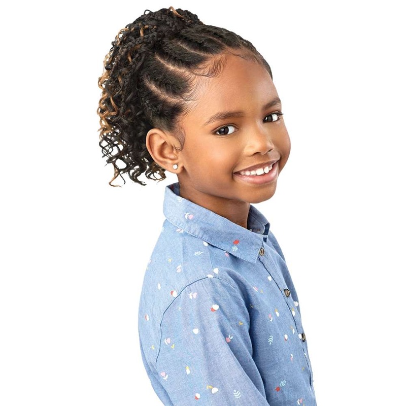 Outre Lil Looks Kids Drawstring Ponytail – Boho Box Braids 10″ 1 JET BLACK