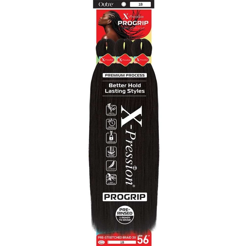 Outre X-Pression PROGRIP 3X Pre-Stretched Braid 56″ 1 JET BLACK