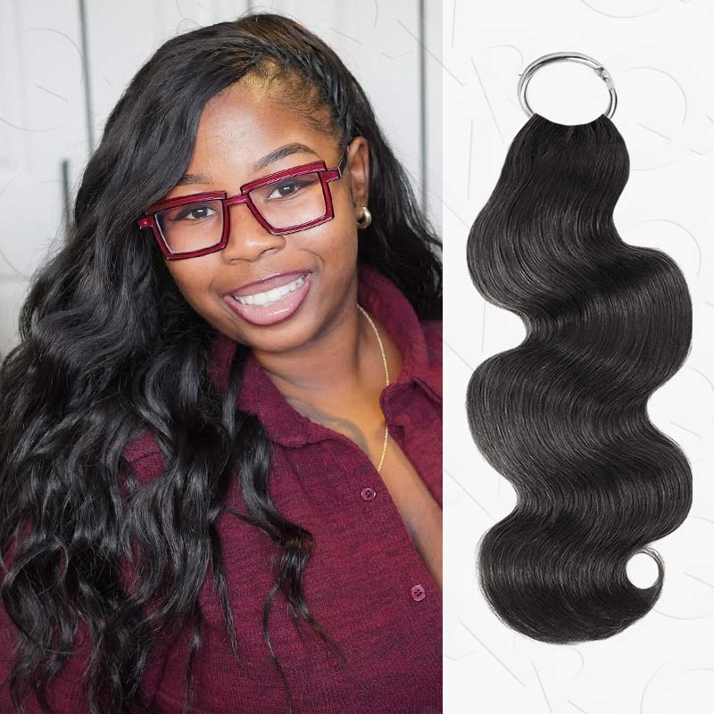 QVR Body Wave Crochet Hair Natural Black Machine Made Feather Human Hair Extension #1B 3 Packs (Most People Choice) 14”