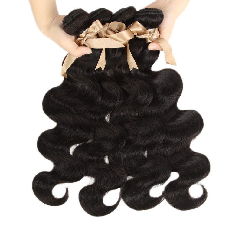 QVR Remy Human Hair Bundle Body Wave 4 Bundles Natural Color 10″10″10″10″