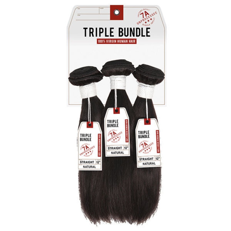 Sensationnel Bare & Natural Unprocessed 100% Virgin Human Hair Triple Bundle 7A STRAIGHT 10/10/10 NATURAL