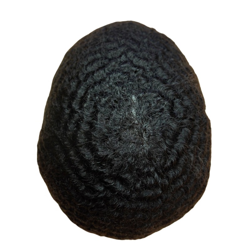V-loop 4mm 100% Human Hair Men’s Toupee Natural Black
