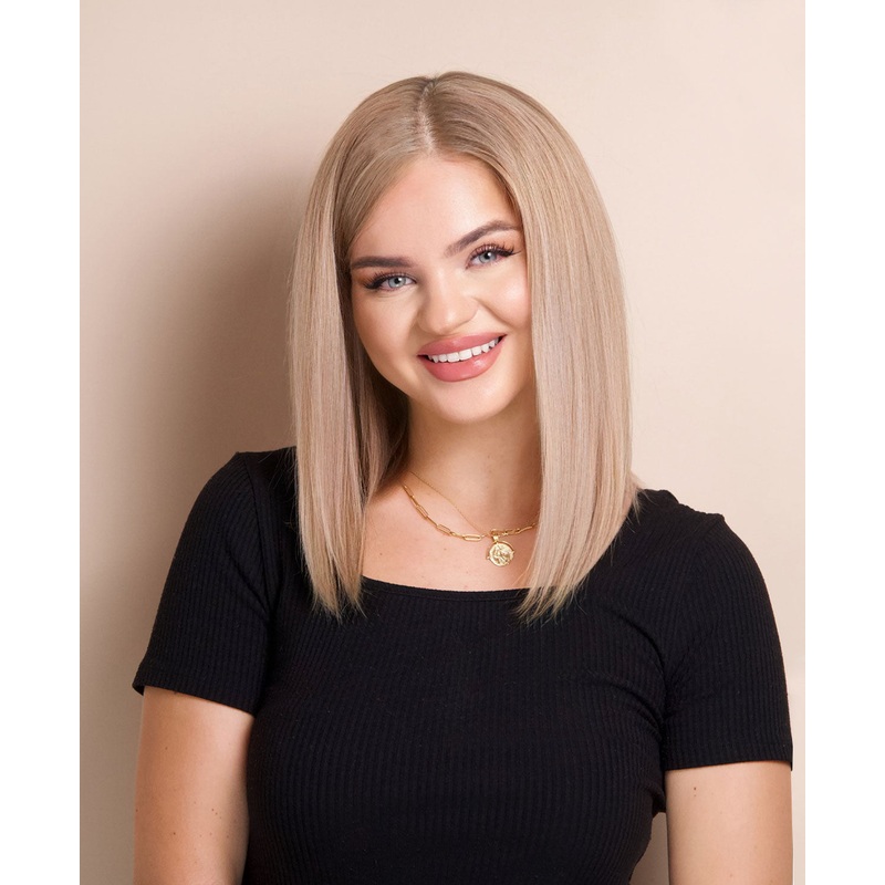 long bob human wig  – 12″ ash blonde.
