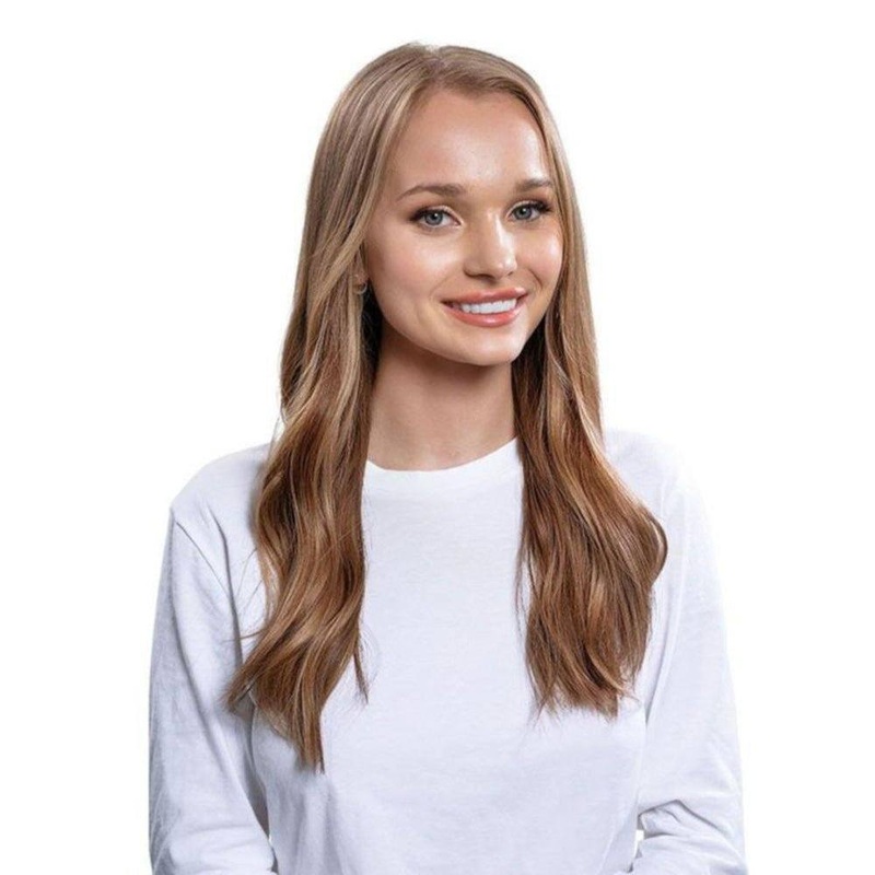 20″ U-Shape Wig Medium Brown Balayage