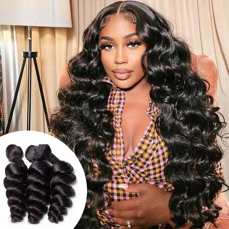 QVR Brazilian Hair Bundles Virgin Human Hair Loose Wave 3 Bundles Natural Color 10”10”10” 10A Human Virgin Hair