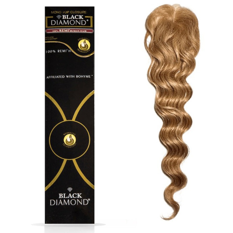 Black Diamond 100% Remi Human Hair Mono Top Closure – CURLY 12″ 1