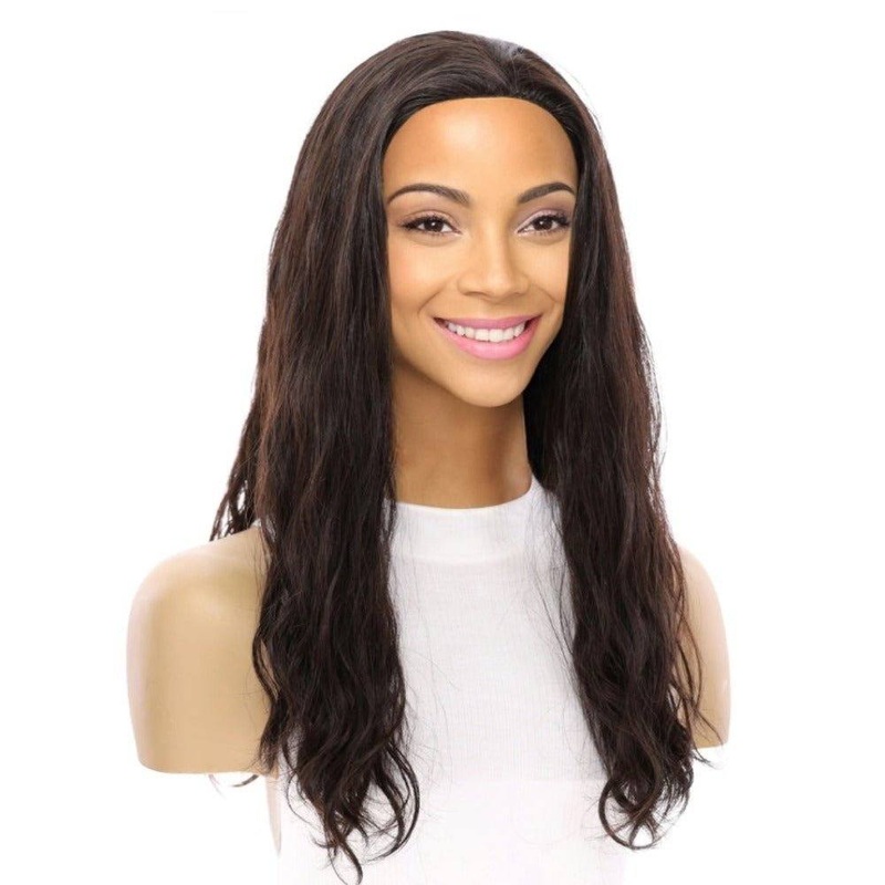 20″ 3/4 Bandfall Wig Soft Black Wavy