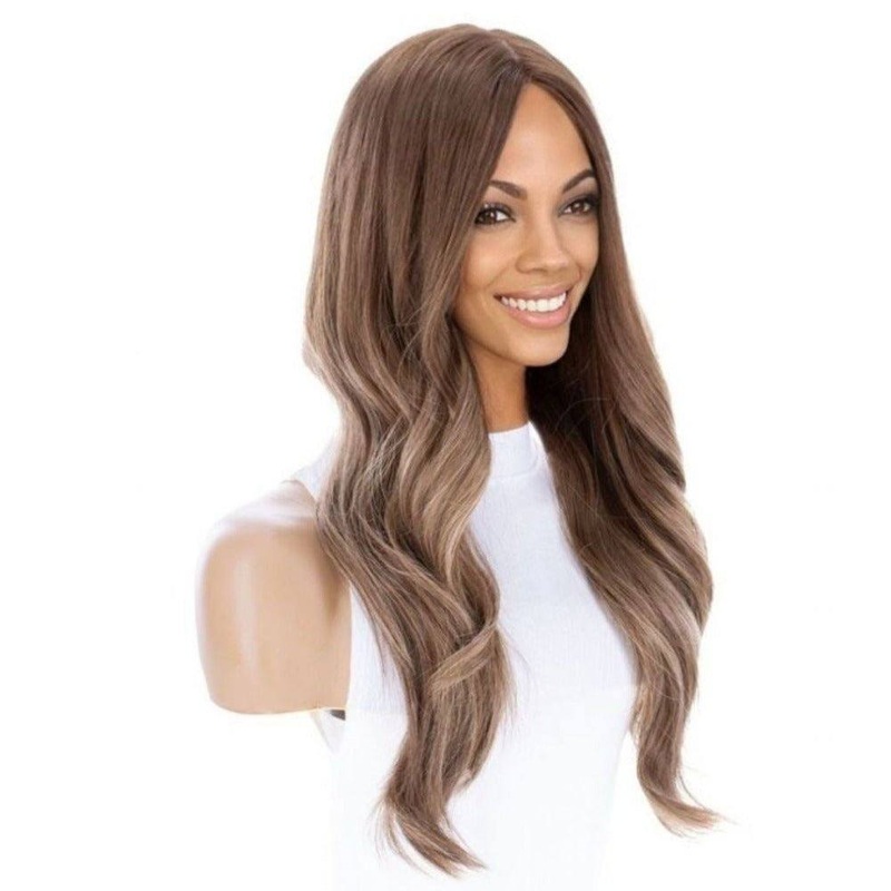 26″ Ponytail Silk Top Wig Light Brown Babylight Zig Zag Lace Front