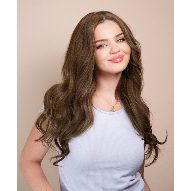 lace front human wig – 20″ light brown.
