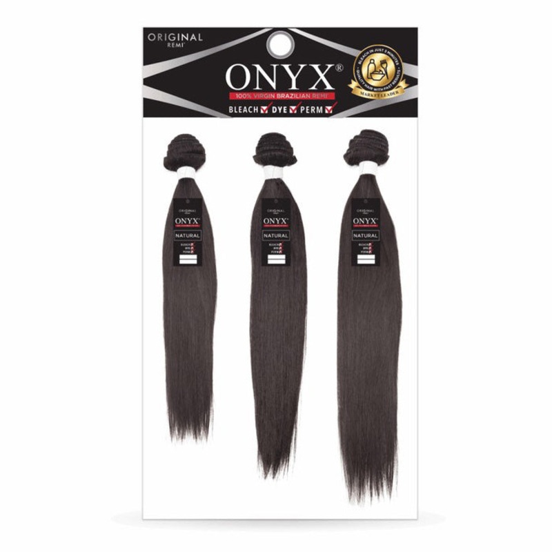 Onyx 100% Brazilian Virgin Remi Human Hair Weave – 7A TRIPLE BUNDLE STRAIGHT (10″/12″/14″-22″/24″/26″) 10/12/14 NATURAL