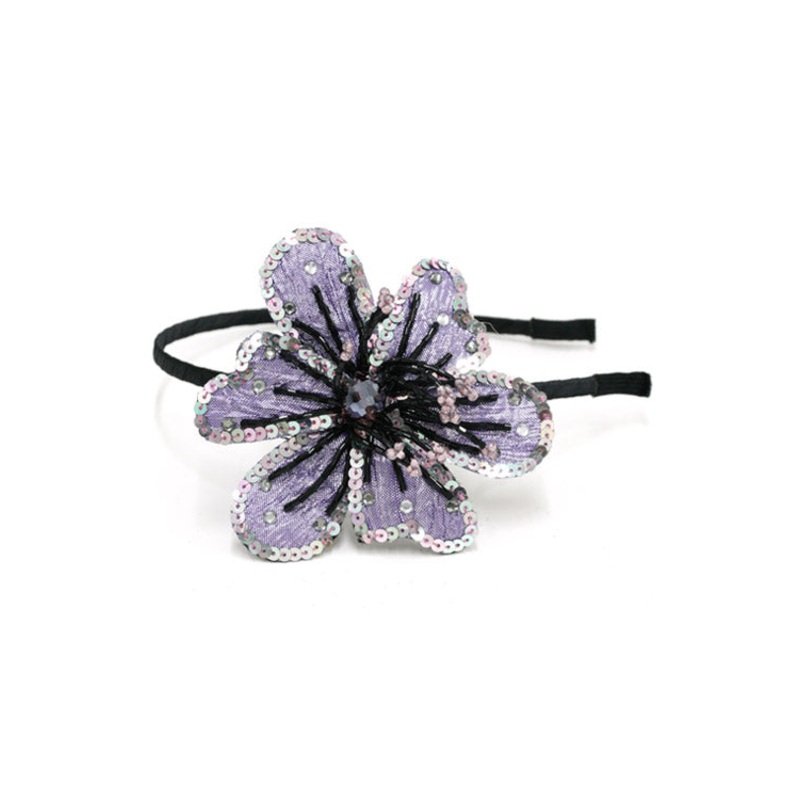 Sequins Flower Headband Purple O/S