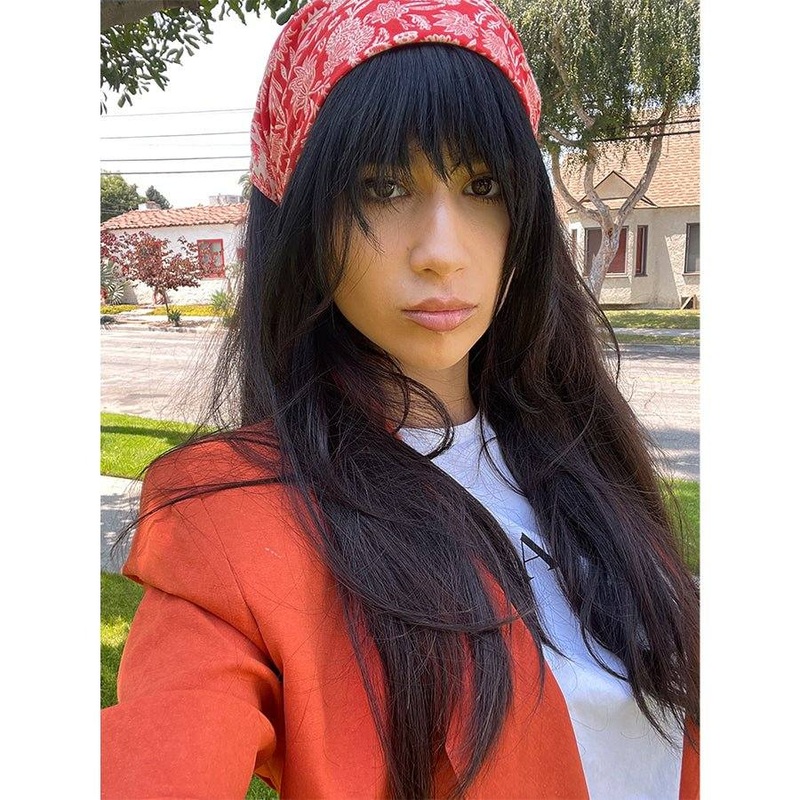 24″ 3/4 Bandfall Wig Natural Black W/ Clip On Bangs