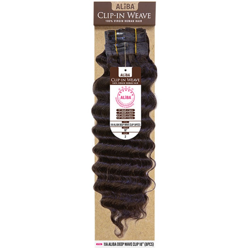 Janet Collection 100% Human Hair 11A Aliba Deep Wave 8pcs Clip-In Weave 18 1