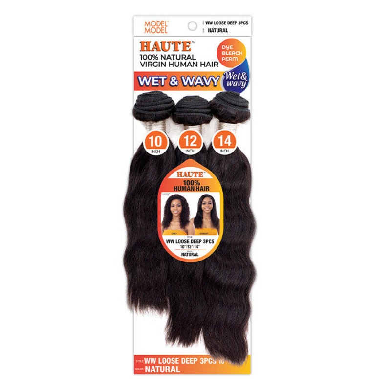 Model Model Haute 100% Virgin Human Hair Wet & Wavy Weave 3pc – LOOSE DEEP 10/12/14 NATURAL