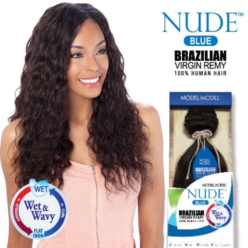 Model Model Nude Blue Virgin Remy 100% Human Hair Weaves – BRAZILIAN LOOSE DEEP WAVE 16″ NATURAL