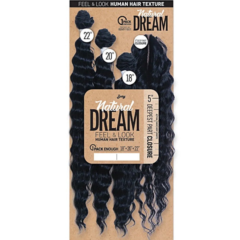 Zury Sis  Natural Dream Weave Feel & Look- MULTI DEEP WAVE 22″ + 5″ Deep Closure 1B