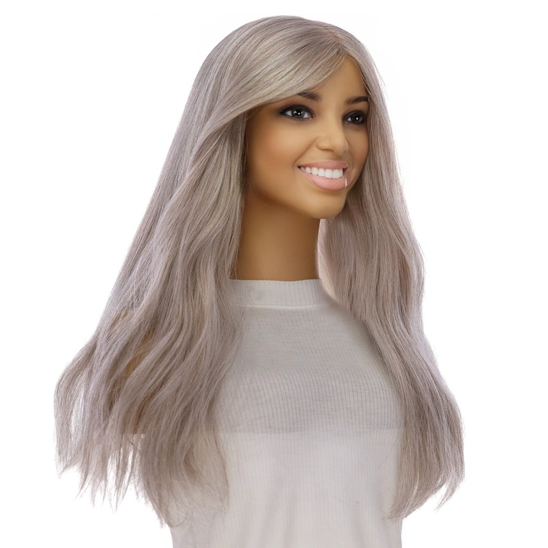 22″ Princess Silk Top Wig Snow Grey Zig Zag Lace Front