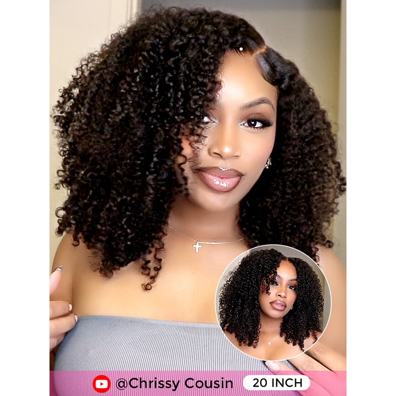 CurlyMe Pre Everything 9×6 HD Lace Front Wig Glueless Wear Go Pre Plucked Natural Black Hair Kinky Curly 12(bob)