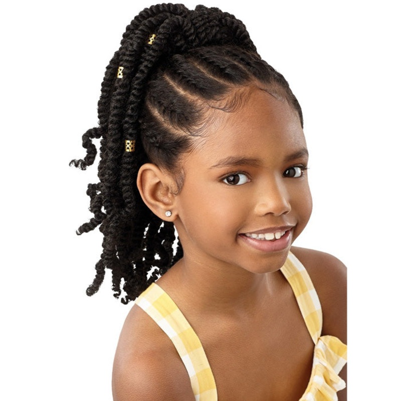 Outre Lil Looks Drawstring Ponytail – GOLD CUFFED BOMB TWISTS 12″ 1