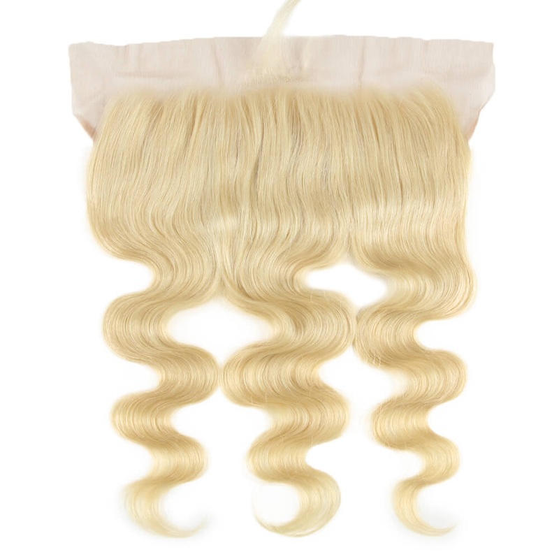 QVR Remy Human Hair 13*4 Lace Frontal Blonde Color Body Wave Closure 613 8″