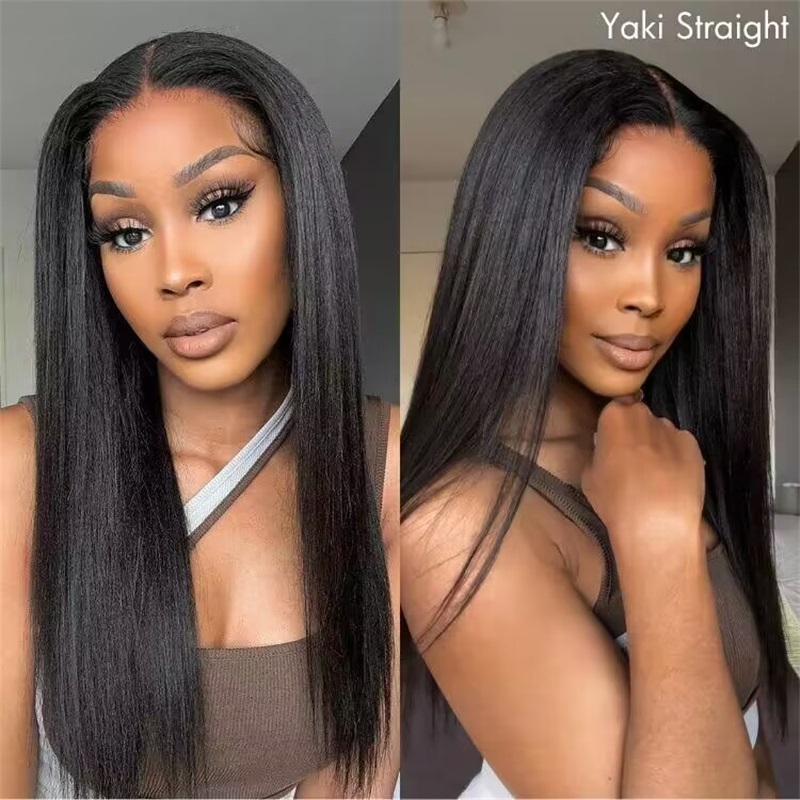 13×4 Lace Frontal Yaki Straight Pre Cut & Pre-Plucked Real Ear To Ear Pre-All Glueless Wig 10 Bob Pre Cut 13×4 Lace 180%