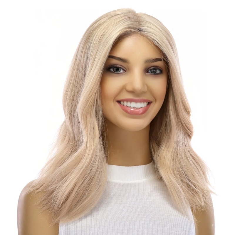 16″ Divine Lace Top Wig Beige Blonde w/ No Rooting Zig Zag Lace Front