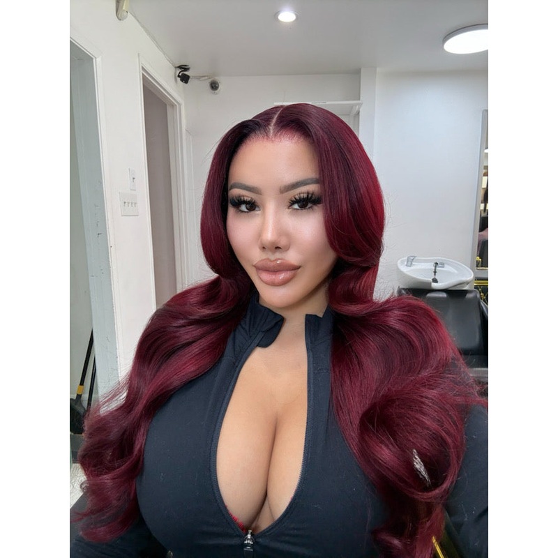 Burgundy Lace Wig 16