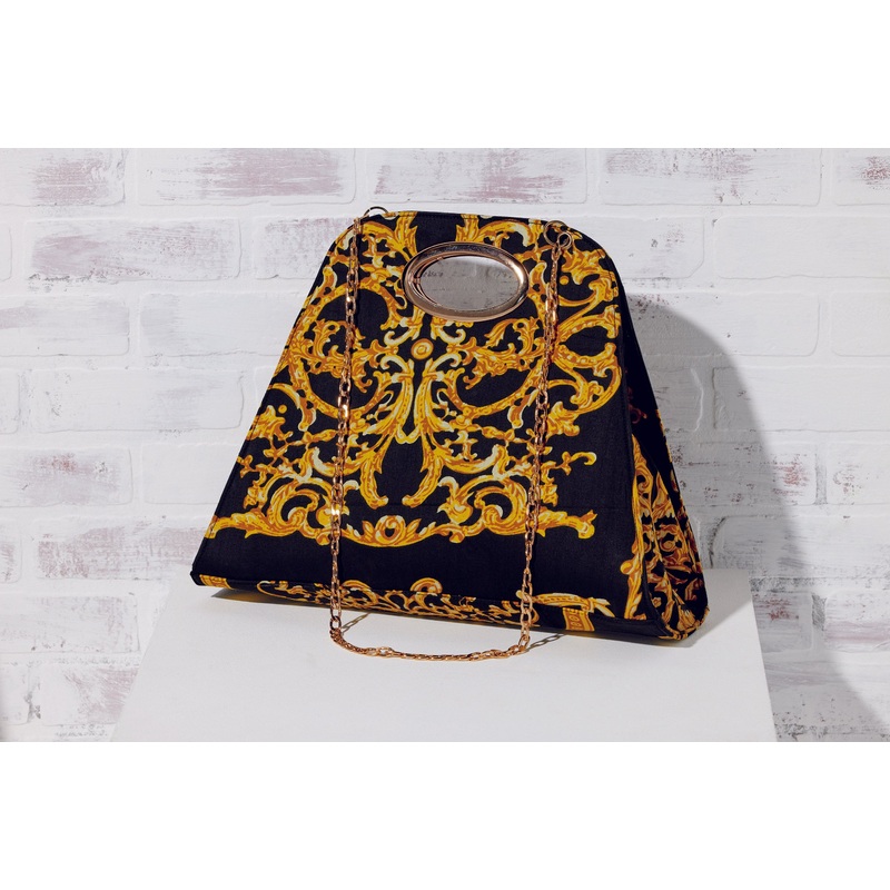 Rich in Print Handbag by EY Boutique Black/Gold