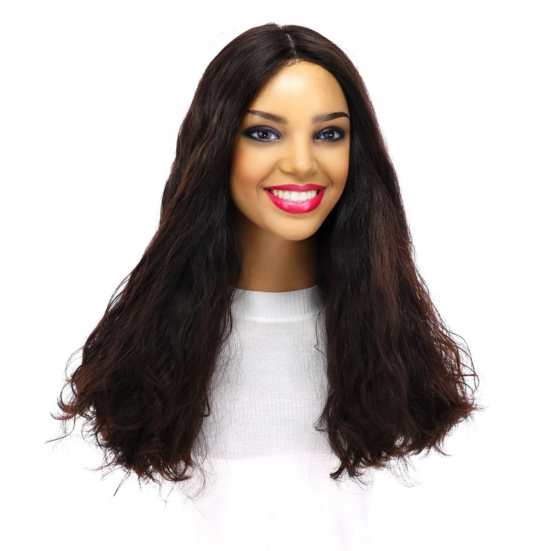 20″ Luxe Silk Top Wig #1B Black Wavy Zig Zag Lace Front