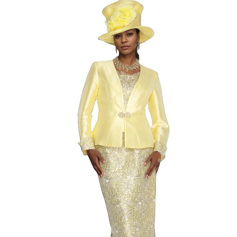 Brocade Blooms 3 PC Suit Banana 8