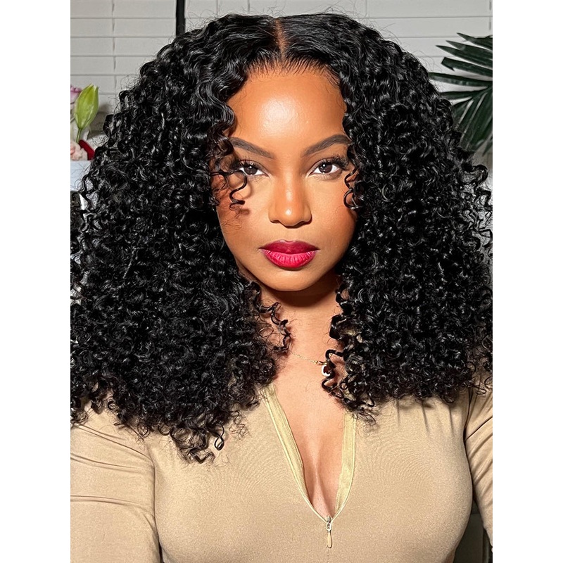 CurlyMe Pre-cut 9×6 Lace M-cap Wear Go Glueless Mini Knots Kinky Curly Hair HD Lace Front Wig Pre-plucked 10