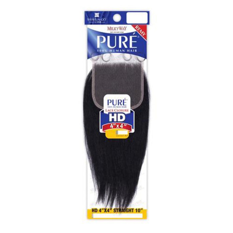 MilkyWay Pure 100% Human Hair 4×4 HD Lace Closure – STRAIGHT 10″ 1